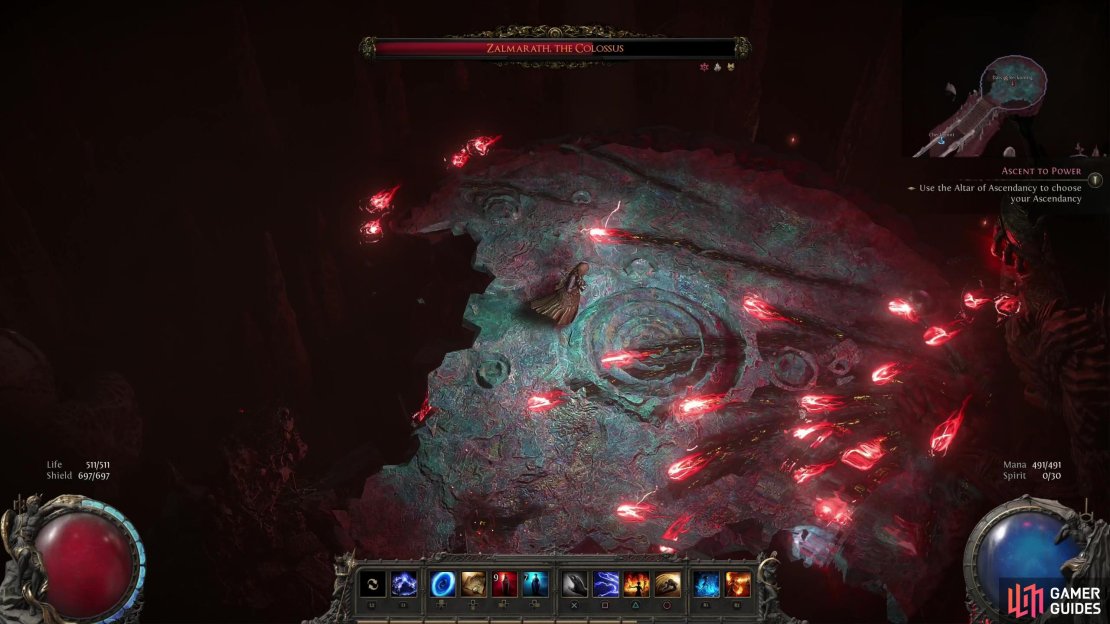 Avoid the meandering energy bolts Zalmarath can shoot.