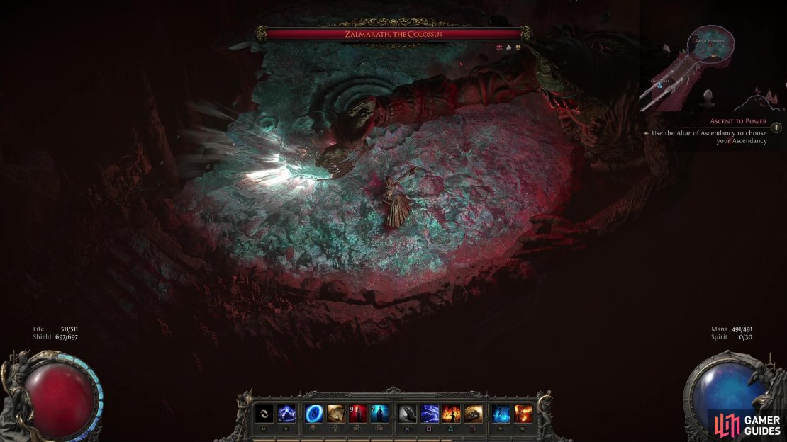 Zalmarath can stab with his sword, raking it forward or backwards.