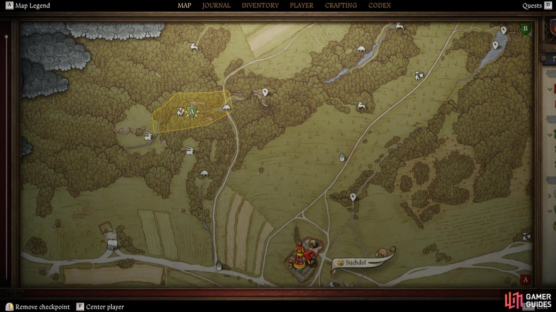 The Poacher’s camp is located to the northwest of Suchdol.