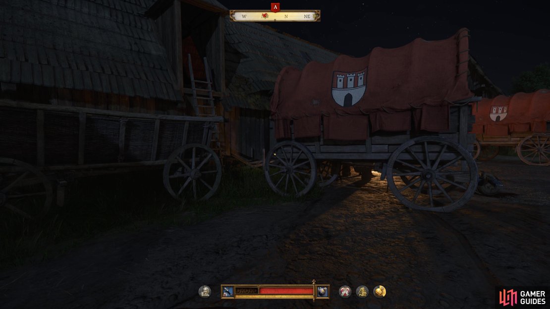 Head around the back of the Tavern and go up the ladder here.