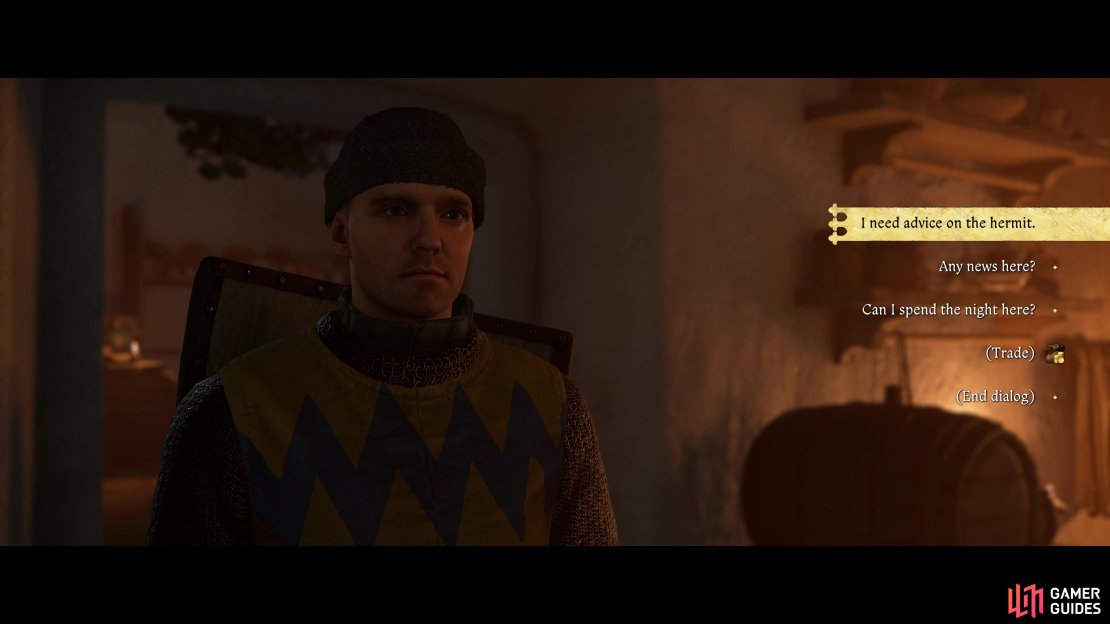 Speak to the Scribe to learn more about the hermit.