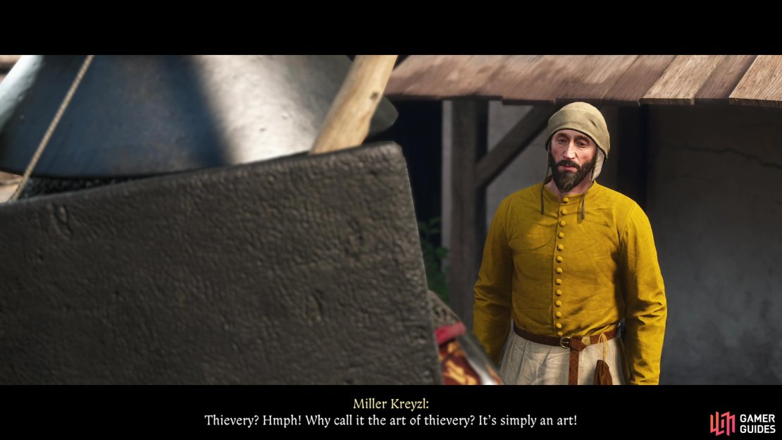 Help Miller Kreyzl out at the Lower Semine Mill to get Thievery tutorials and some starter thief gear.