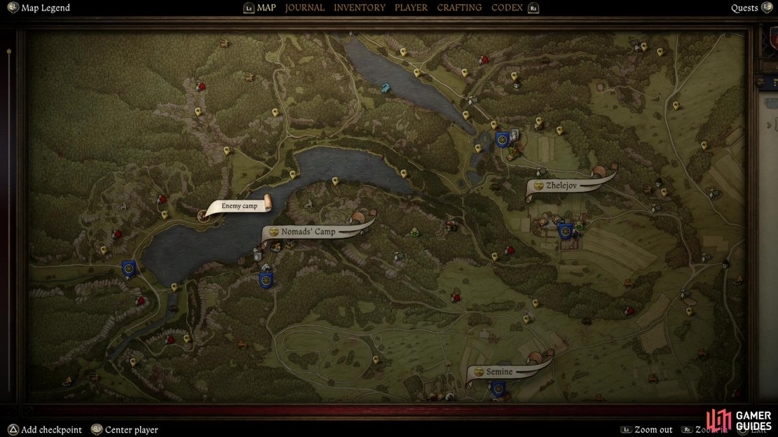 Head to an Enemy Camp along Rocktower Pond,