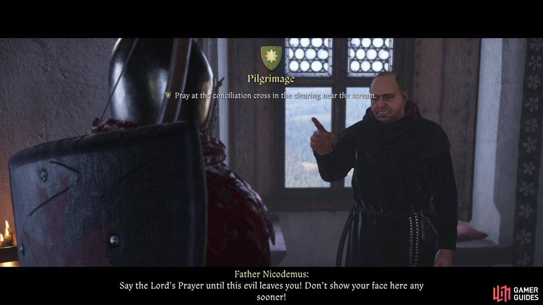 Talk to Father Nicodemus in Castle Trosky to start &ldquo;Pilgrimage&rdquo;.
