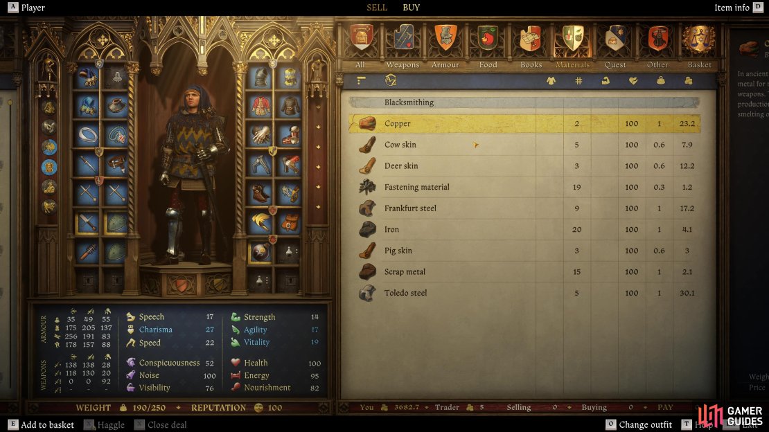 All of the materials can be purchased within this very camp.