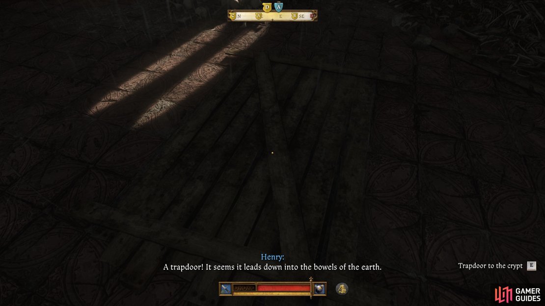 You can find the trap door in the main room of the temple.