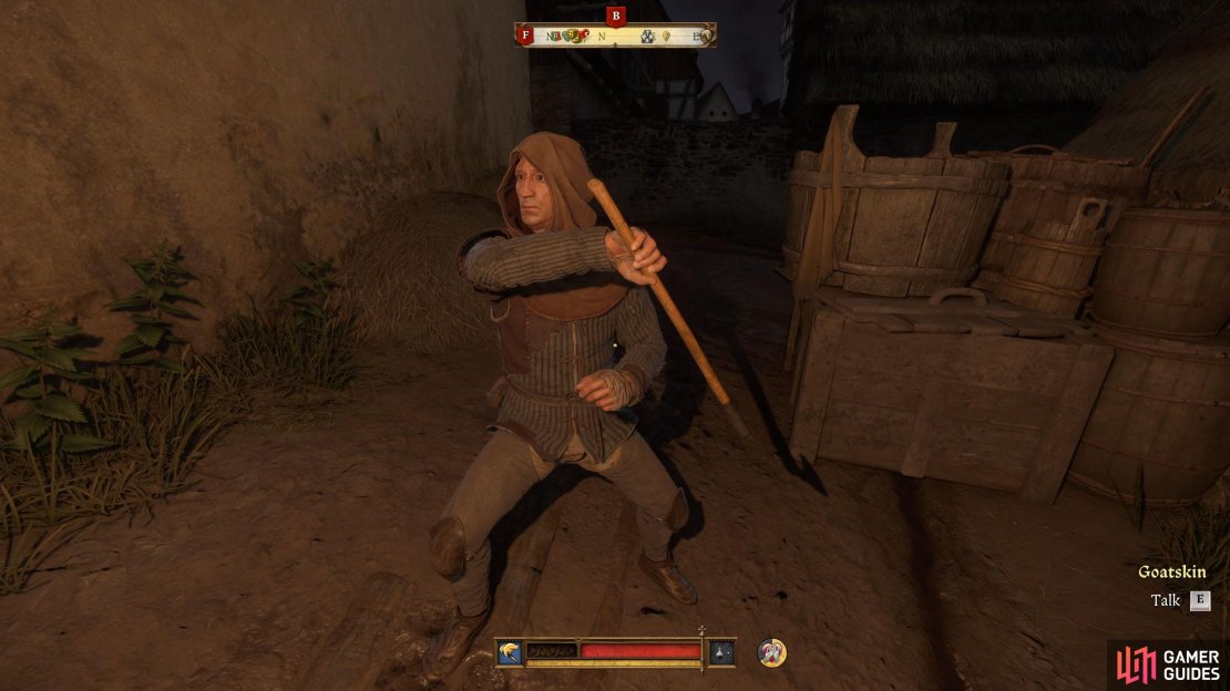 After a while, you and Udo will get ambushed by Goatskin.