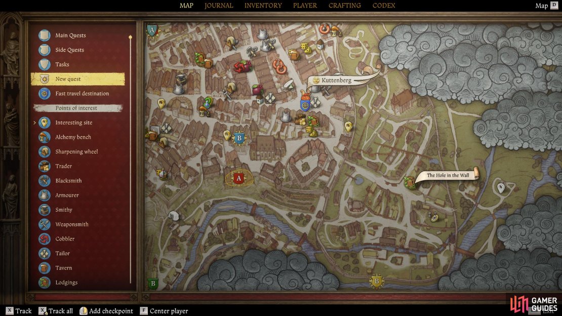 The Hole in the Wall tavern can be found to the southeast of the Hangman&rsquo;s Halter.