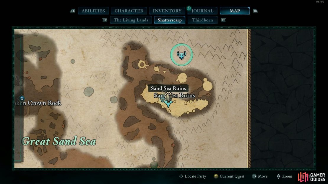 The Agate Eye can be found at the Sand Sea Ruins.