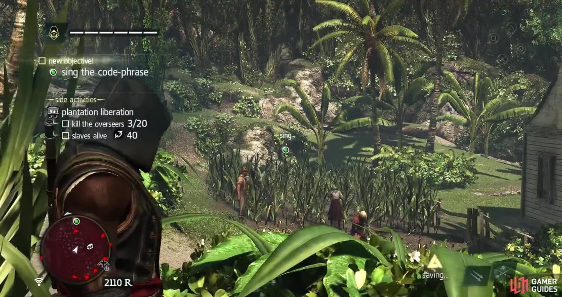 The contact is on the edge of those sugar canes. Make sure to clear out the guard nearby.