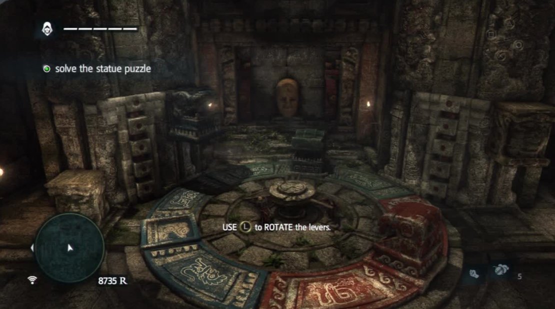 The game&rsquo;s explanation of the puzzle makes it sound a lot more complicated than it is. Match the coloured blocks to the corresponding colours on the floor.