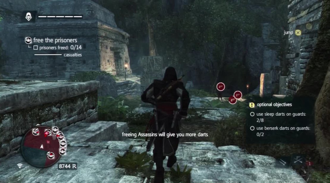 As the game says, freeing groups of assassins gives you more darts should you be getting low.