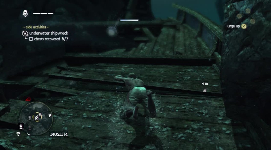 The chest with the Flower Sails is down through the crack shown here in the corner.