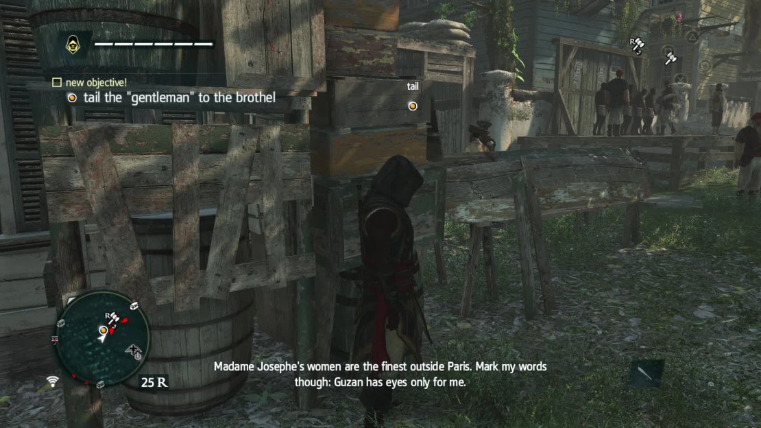 You&rsquo;ll find the gentleman here behind the stack of crates talking to some guards.