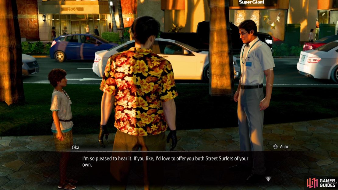 For completing the Substory, Oka will give you some Street Surfers for free.