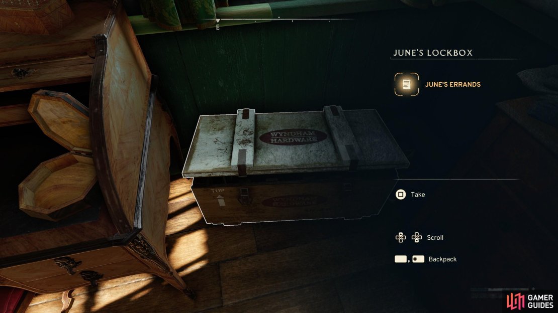 Use June&rsquo;s Key to unlock June&rsquo;s Lockbox, inside of which you&rsquo;ll find the note &ldquo;June&rsquo;s Errands&rdquo;,
