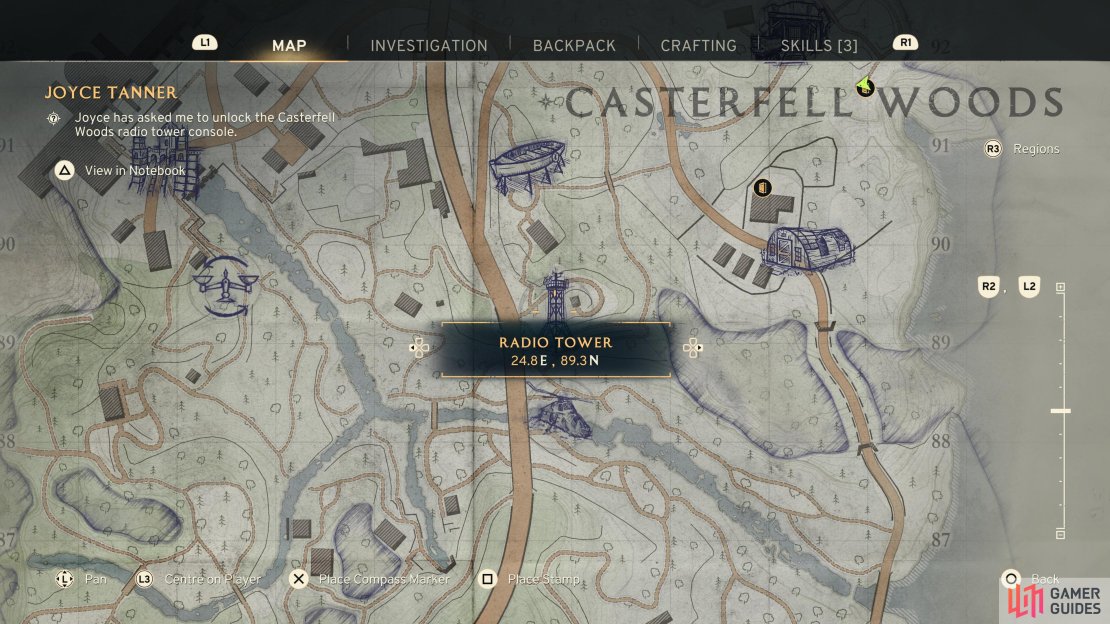 The Casterfell Woods Radio Tower is situated in the center of the area.
