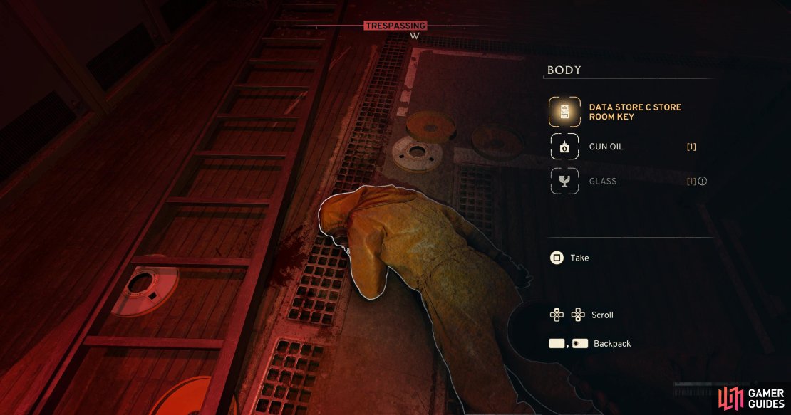 Check the scientist for the key and code (on the back of it).