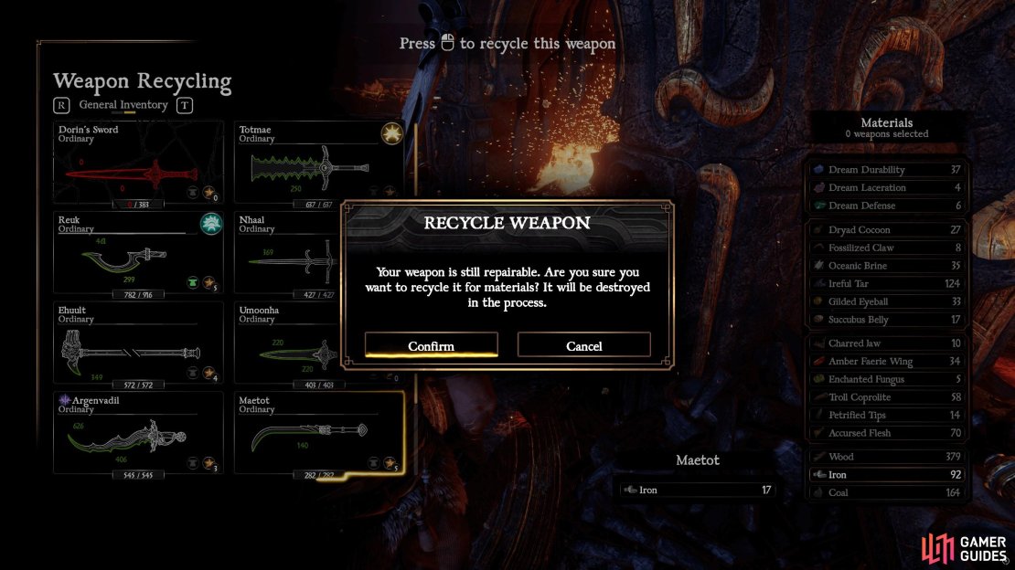 Recycling your weapon should only be used on an unused weapon or a weapon you&rsquo;re not happy with.