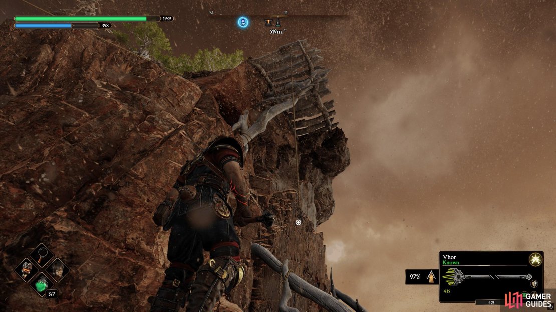 Climb the rope up.