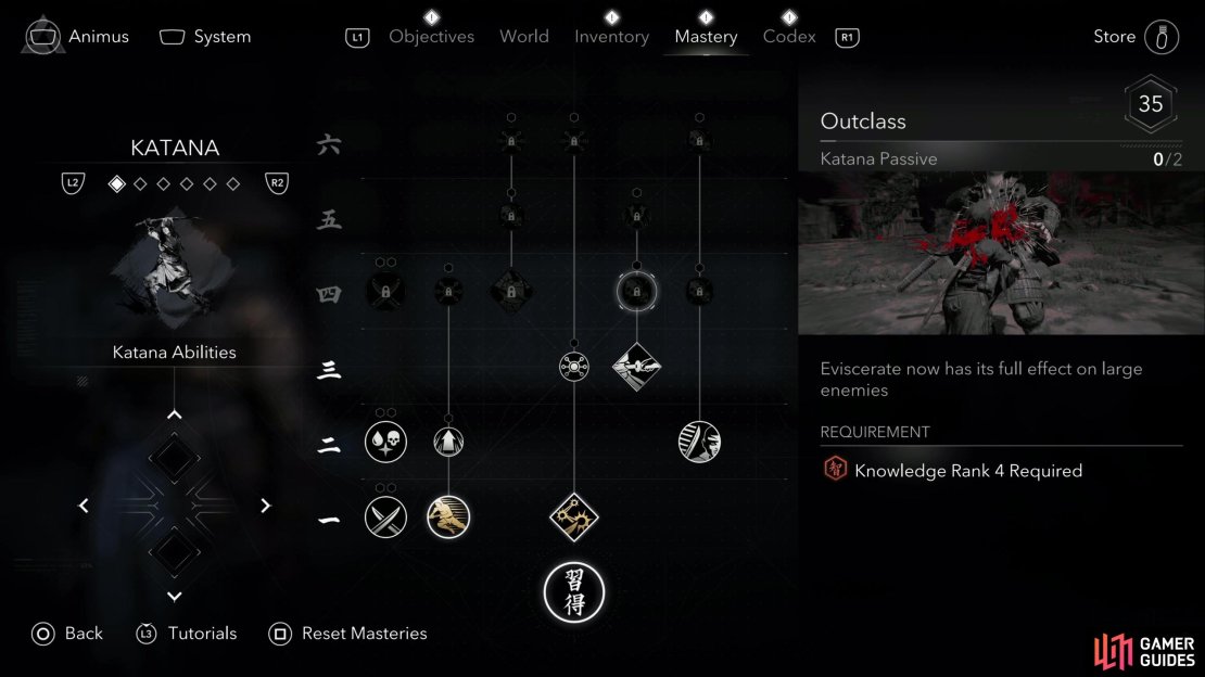 Higher tier masteries can only be unlocked with sufficient Knowledge.