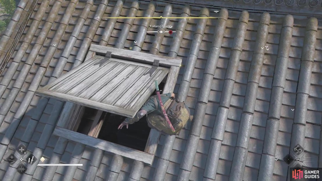 Playing as Naoe, it&rsquo;s easiest to sneak into the main building via the hatch on the roof.