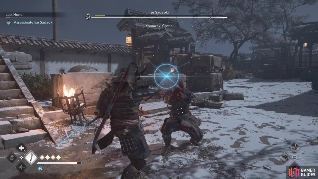 Sadaoki uses a lot of combos for attacks, meaning you&rsquo;ll have to block them all to get an opening.