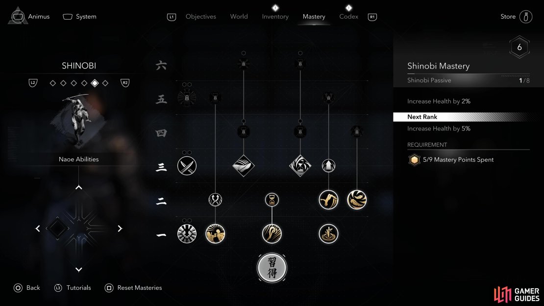 The Shinobi Mastery category focused on Naoe&rsquo;s athleticism.