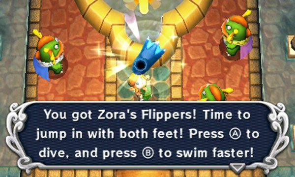 Obtained: Zora&rsquo;s Domain (requires the &lsquo;Smooth Stone&rsquo; from the Kakariko Village Merchant)  How to use: B Button (A Button to dive)  Upgrade and how: Not applicable