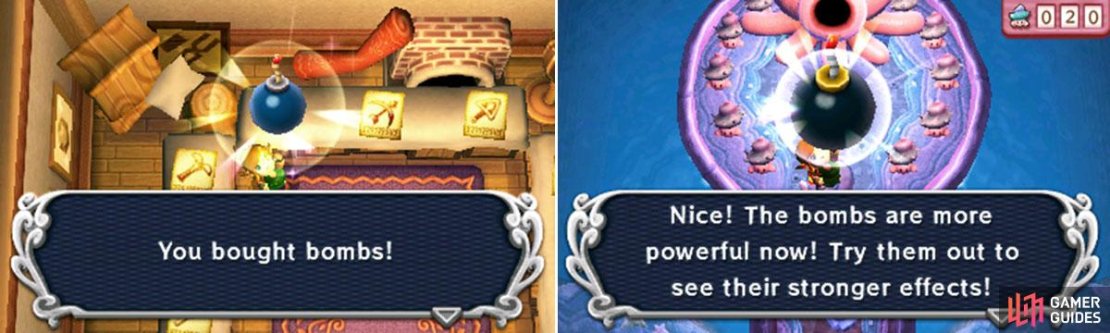 Obtained: Ravio&rsquo;s Shop  Rent fee: 50 Rupees  Purchase fee: 800 Rupees  Upgrade and how: Nice Bombs (Mother Maimai)