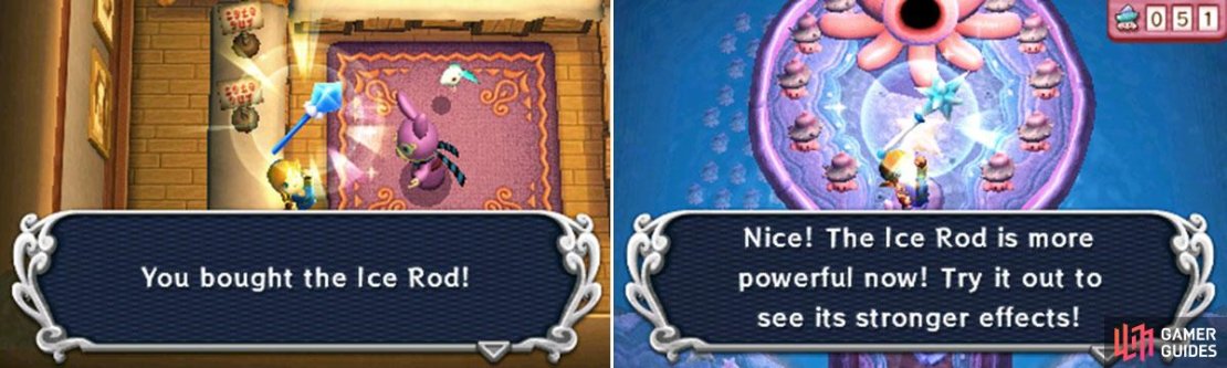 Obtained: Ravio&rsquo;s Shop  Rent fee: 100 Rupees  Purchase fee: 1200 Rupees  Upgrade and how: Nice Ice Rod (Mother Maimai)