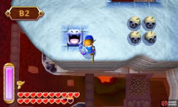 The route to the ledge that looks impossible to reach is here. Drop down to the walkway below (be quick before you&rsquo;re frozen mind) and you can now light the torch at the end.