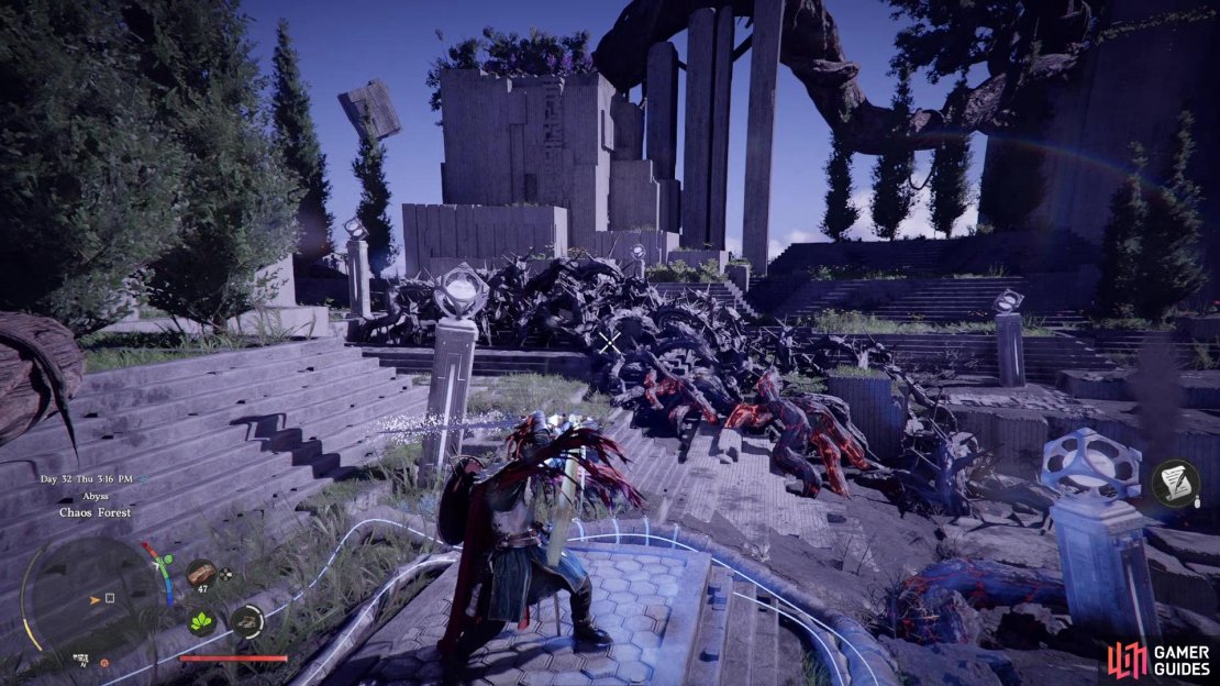 Use your blade to set the vines on fire by reflecting sunlight,