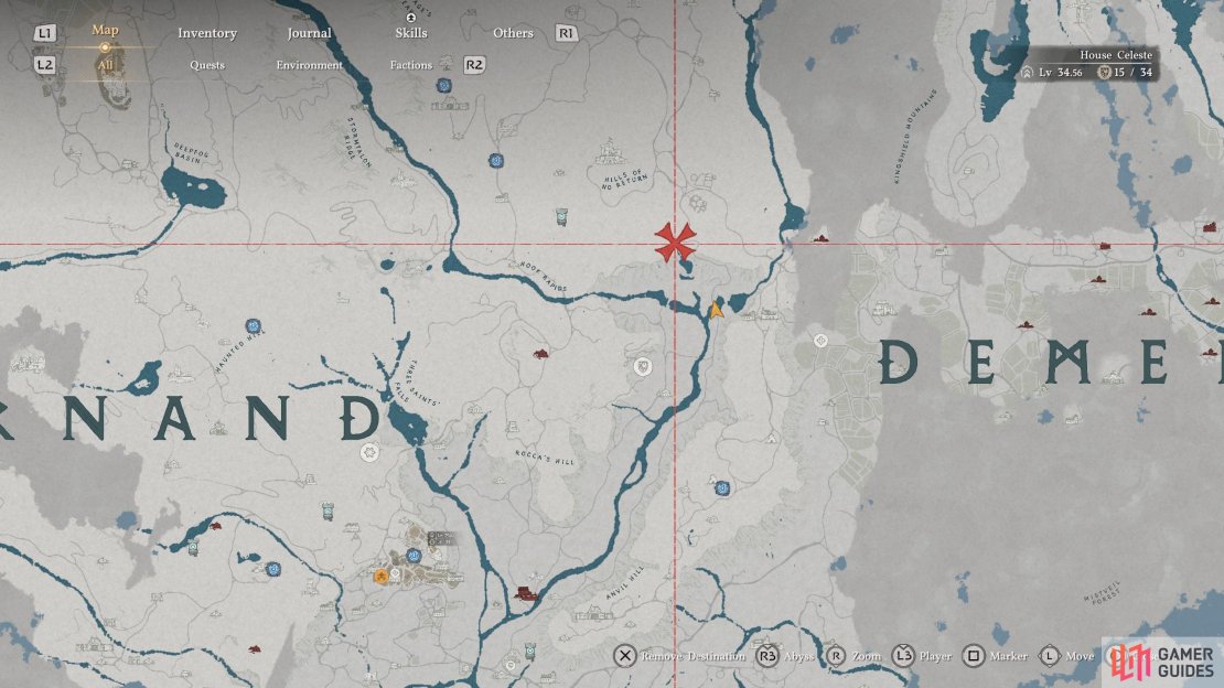 This Extra Large Bag can be found along the eastern edge of the Hernand region, southeast of the &ldquo;Hills of No Return&rdquo; text on the map.