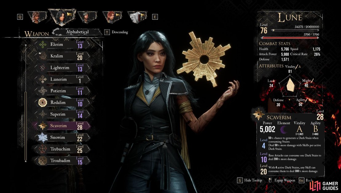 Lune generates stains through her canvas to fuel her powerful spells.
