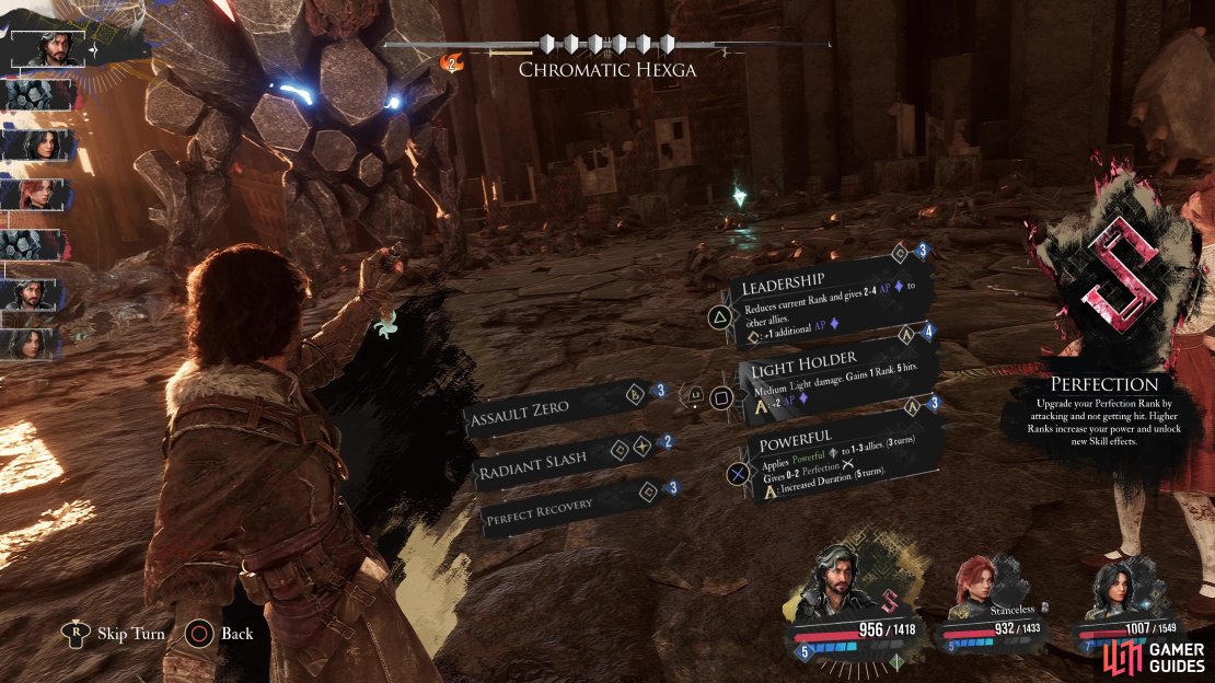 Verso gains Perfection points when hitting the enemy which raises his rank to increase the damage he deals.