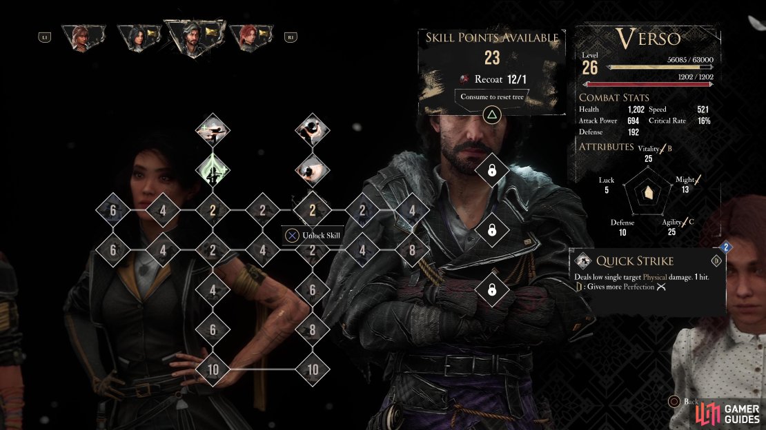 Verso&rsquo;s best skills cost 8-10 Skill Points, so you&rsquo;ll need to wait a while before you can grab them.