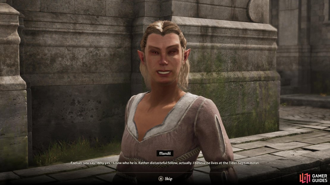 Mandil in the Merchant District will point you to the Tiber Septim Hotel,