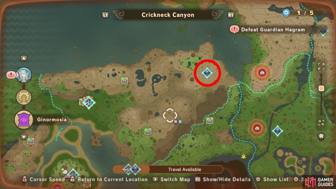 The location of Googlenette&rsquo;s Tower on the map.