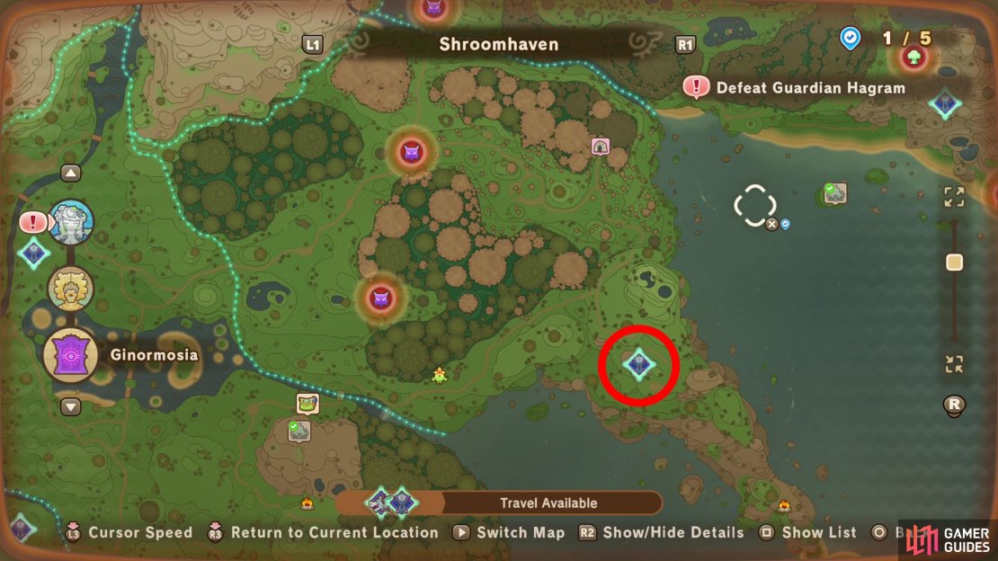 The location of Googlancia&rsquo;s Tower on the map.