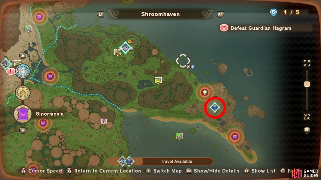 The location of Googlithy&rsquo;s Tower on the map.