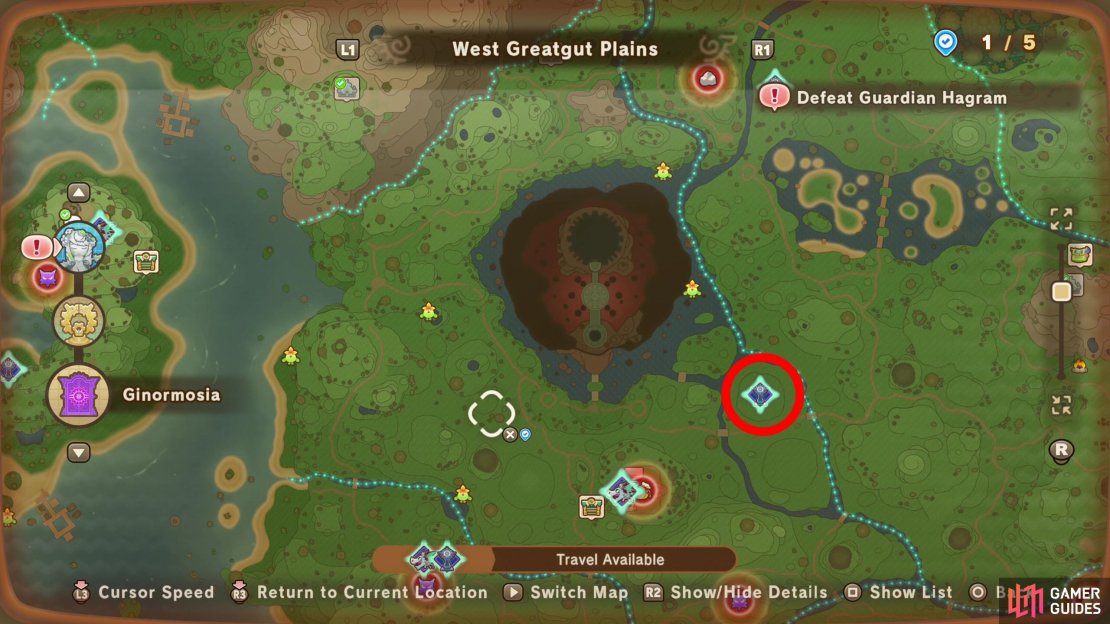 The location of Googlelot&rsquo;s Tower on the map.