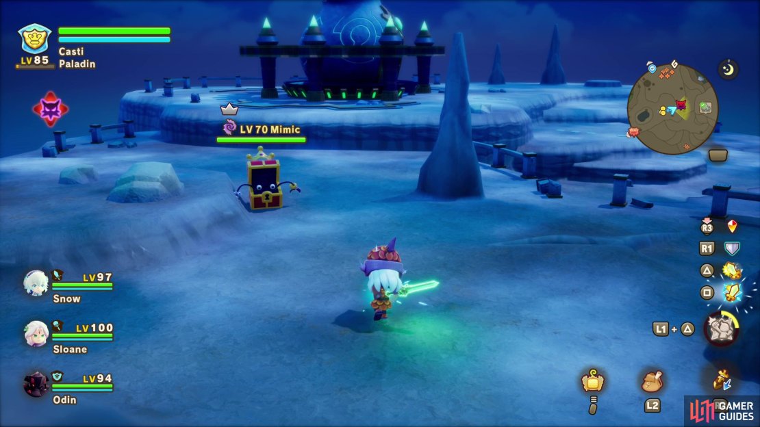 To farm Treasure Grove Saplings, kill Mimics in Ginormosia!