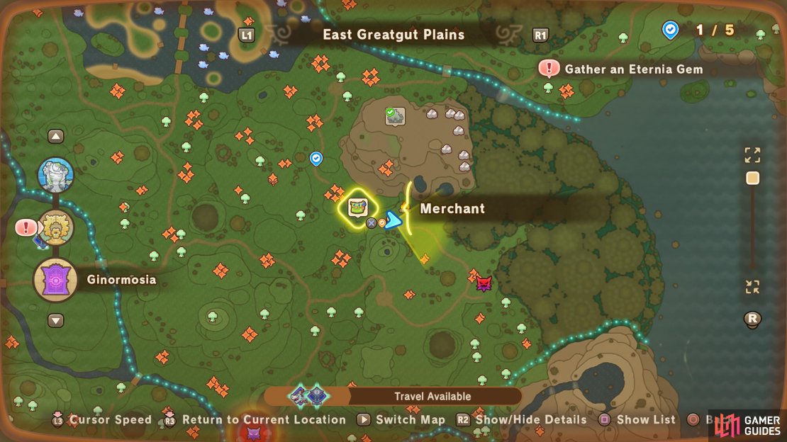 Look for the backpack icon when exploring Ginormosia.