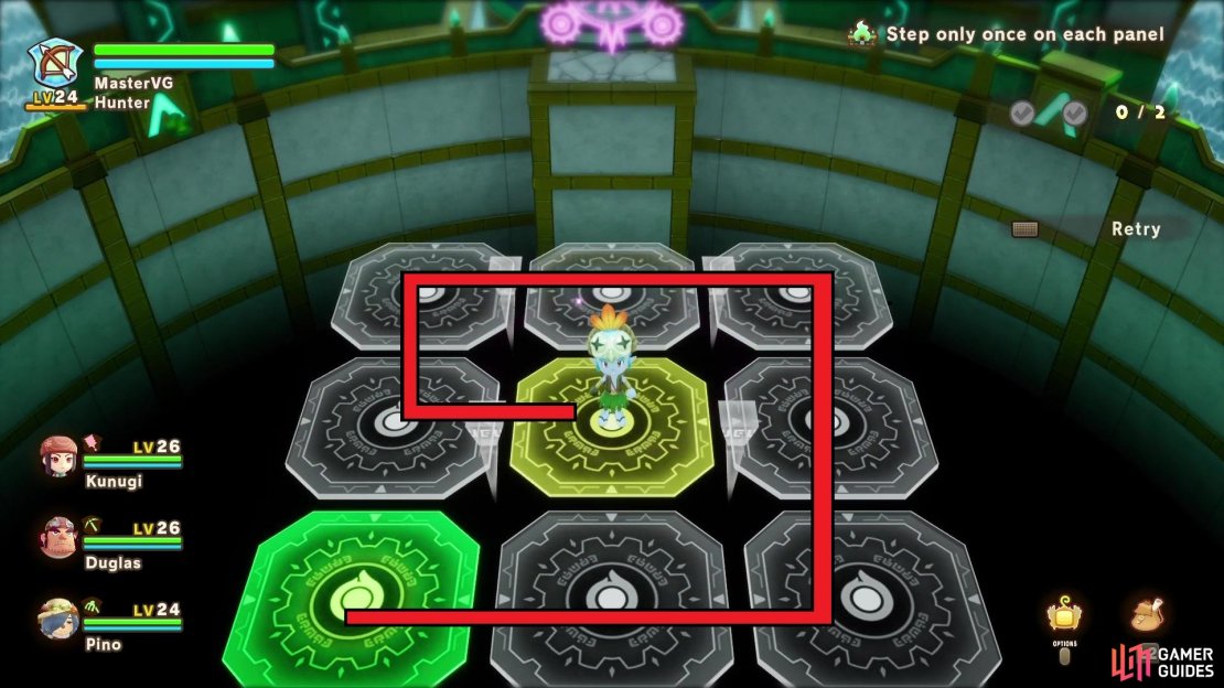 The path you can take to complete Stage 1 of this shrine.