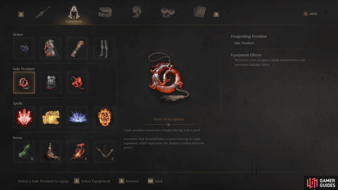 The Dragonling Pendant is great for Dual Blades as it’ll increase your slash attack by 20%, however, it will increase the damage you take by the same amount.