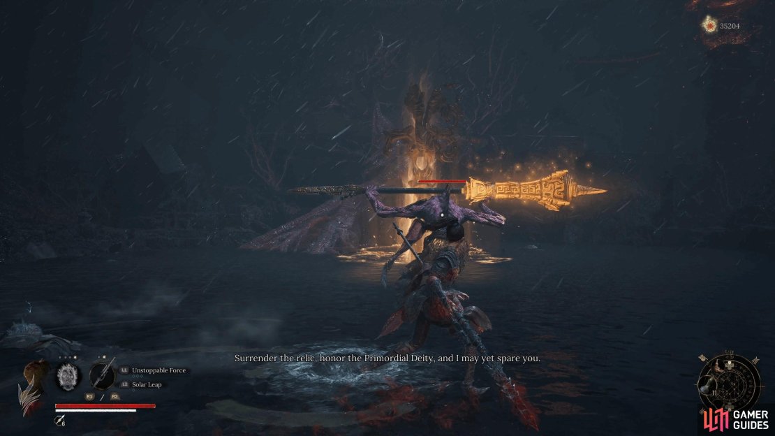 In the water area of Tang Palace (Chapter 4), you&rsquo;ll find a giant enemy next to a relic.