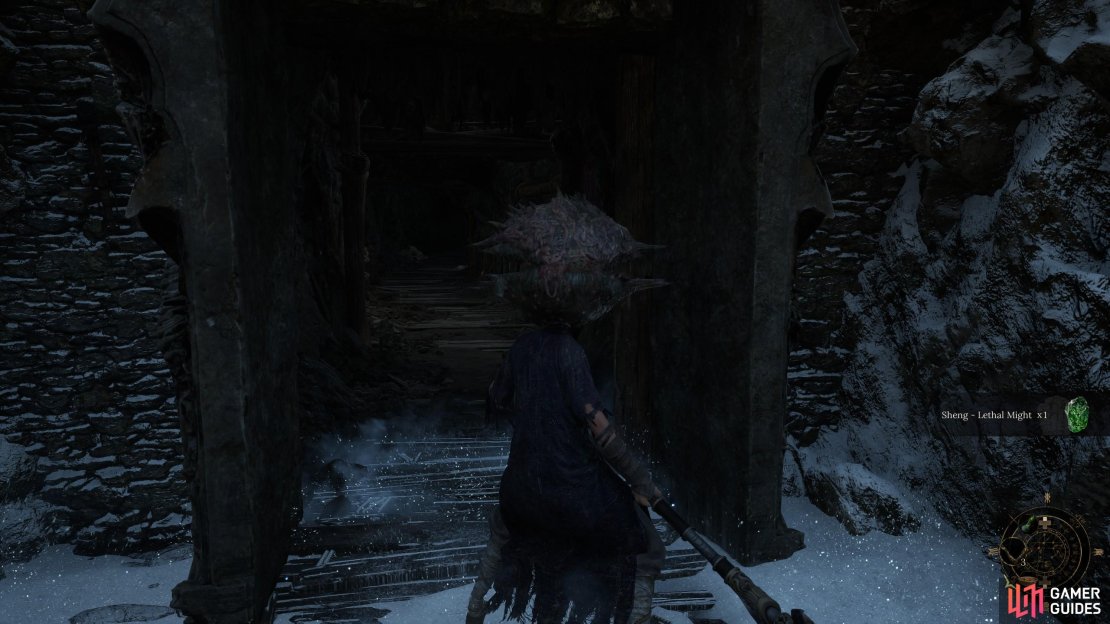 This is the first Benediction Gate you will find in Wuchang Fallen Feather, located in the Cloudspire Outskirts village. Image via Gamer Guides. / 505 Games.