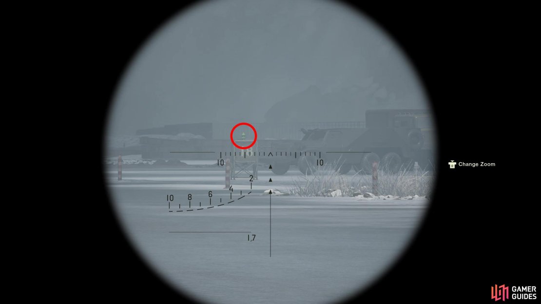 During the second Groznyj Grad Runway screen, aim ahead and left to spot this Kerotan atop the &ldquo;18&rdquo; sign.