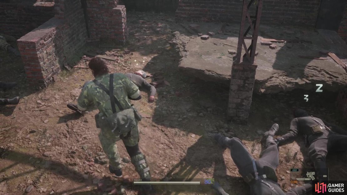 During Virtuous Mission, you will have a point where there&rsquo;s a knocked out Ocelot after a cutscene.